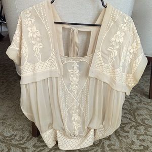 EUC Tracy Reese embroidered blouse. 100% Silk.